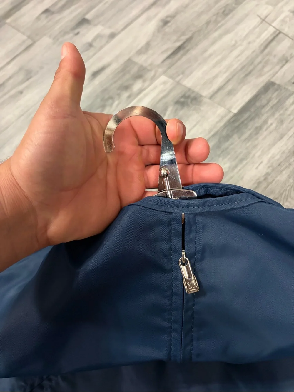 Louis Vuitton Navy Blue Garment Bag with Silver Hardware Hanger